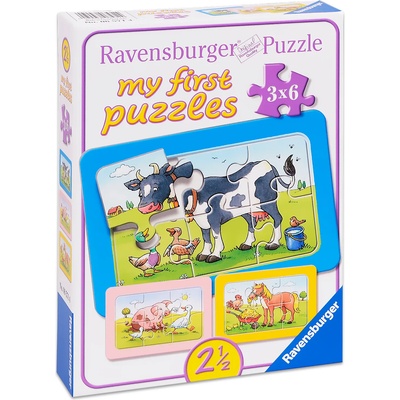Ravensburger Пъзел Ravensburger от 3 x 6 части - Животинчета приятели (06571)