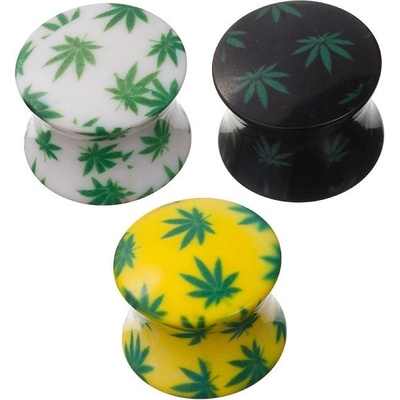 Šperky eshop piercing do ucha listy marihuany C35.14 žlutá