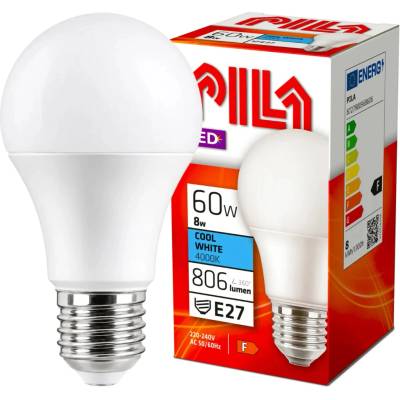 PILA LED žárovka LED 8W-60W A60 E27 840 FR ND 806lm 4000K