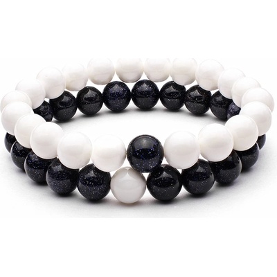 BudNej náramky pre páry YIN a YANG STYLE z tridacny a modrého živca MN3040