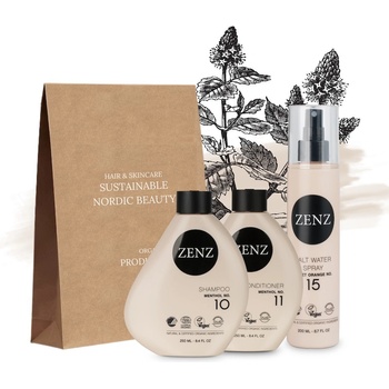 Zenz Organic Menthol Set - šampon Mentol 250 ml + kondicionér 250 ml + sprej s mořskou solí 200 ml