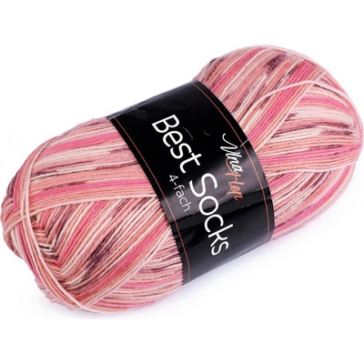 Prima-obchod Pletací příze Best Socks samovzorovací / ponožkovka 100 g, barva 8 (7303) růžová světlá