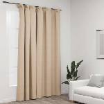 Pure Line Home Завеса с ленена текстура в цвят бежов с перделък, 290 x 245 см