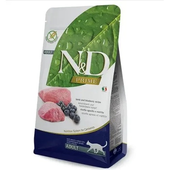 Farmina N&D Prime Cat Adult Lamb & Blueberry 5 kg -Пълноценна суха храна без зърнени култури за котки над 1 година с агнешко месо и боровинки, 5 кг