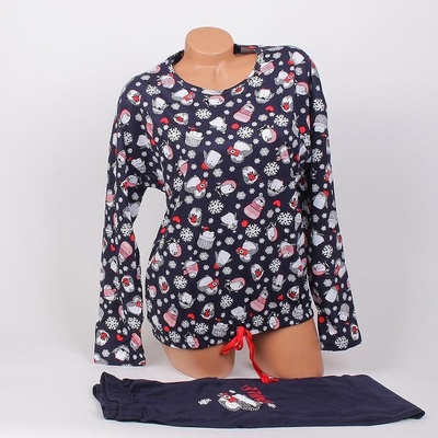 Дамска коледна пижама в тъмносиньо с пингвинчета