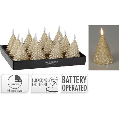 KOOPMAN Sviečka vosková LED s časovačom 11 cm, realistický plameň, zlatá farba