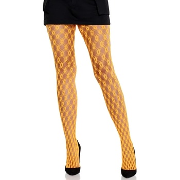 Image 1 of Чорапогащник с геометрична мрежа - Lace Tights Eyelets Orange S/M/L (D-243087)