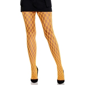  Чорапогащник с геометрична мрежа - Lace Tights Eyelets Orange S/M/L (D-243087)