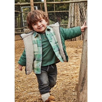 MAYORAL Шуба ватирана с две лица в зелено и бежов каракул за бебе момче Mayoral