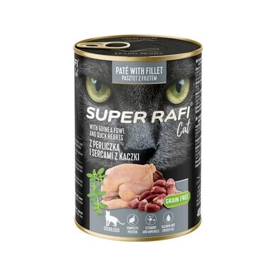 SUPER RAFI Cat s perličkou a kačacími srdcami pre sterilizované mačky 6x400 g