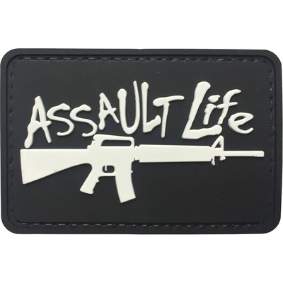 WARAGOD Nášivka 3D Assault Life čierna 7.5x5cm