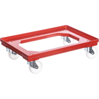 PK Group Vozík pod prepravky 2 otočné + 2 pevné polyamidové kolieska 100 mm Barvy: Červená