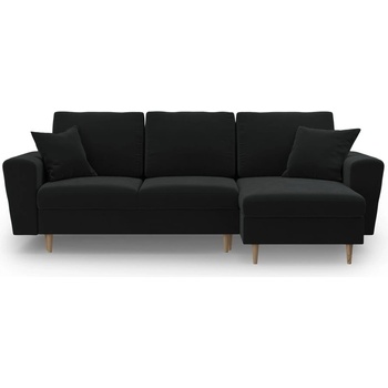 Cosmopolitan Design Черен кадифен разтегателен ъглов диван с място за съхранение Kyoto - Cosmopolitan Design (COS_COR_2_F2_KYOTO10)