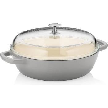 Image 1 of Kela Чугунена плитка тенджера kela calido със стъклен капак - Ø28 см (3.8 л) - цвят светлосив (kela 12614)
