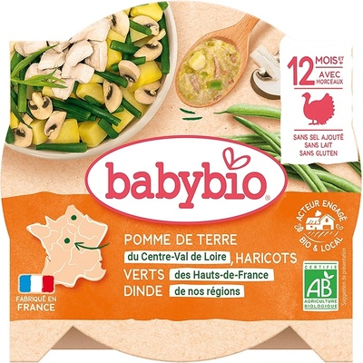 Babybio Био меню Babybio - Пуешко, картофи и зелен фасул, 12 м+, 230 g (3288131501611)
