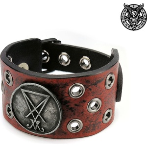 Leather & steel fashion Гривна Red sigil of lucifer - LSF1 72