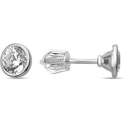 Lillian Vassago Zlatá skrutková náušnica so zirkónom 4,5 mm LLV98-GER158ŠM/01 Biela