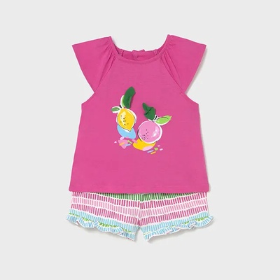 Mayoral Комплект шорти принт и потник фуксия за мини момиче Майорал