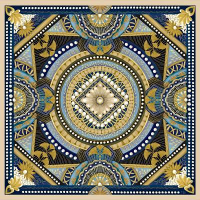 Prémiový oboustranný hedvábný šátek Art deco style MB hedvábí