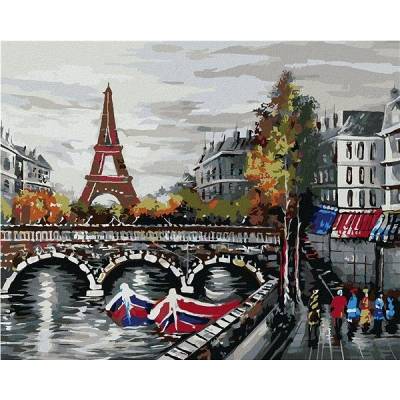zuty Malování Podle Čísel Loďky Pod Eiffelovou Věží 40 x 50 Cm Plátno Rám