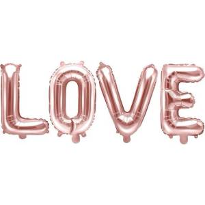 Party Deco Фолиев Балон, Надпис, Love, Розово Злато 140х35см (FB17M-019R)