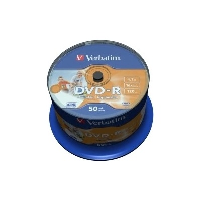 Verbatim DVD-R 4,7GB 16x, AZO, printable, 50ks (43533) – Zboží Živě