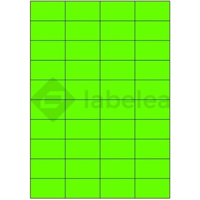Labelea Samolepiace etikety 52,5x29,7 mm signálne farebné papierové, na hárku A4, pre laserovú tlač, Farba etikiet Signálna zelená, Počet hárkov v balení 100 EPY052029SG040S