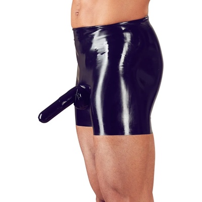 LateX Latex Pants with a Penis Sleeve and Anal Condom 2910438 Black M