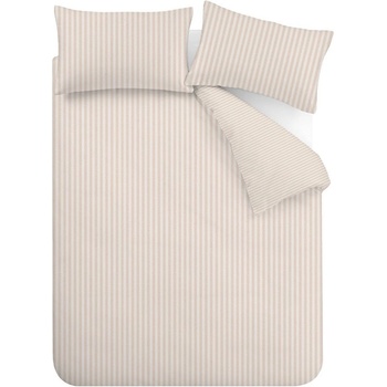 Catherine Lansfield Бежово двойно 3 части спално бельо 200x200 cm Epping Textured Stripe - Catherine Lansfield (BD/61527/W/DQS/NT)