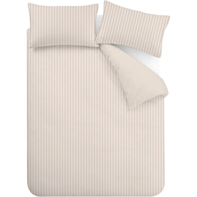 Catherine Lansfield Бежово двойно 3 части спално бельо 200x200 cm Epping Textured Stripe - Catherine Lansfield (BD/61527/W/DQS/NT)