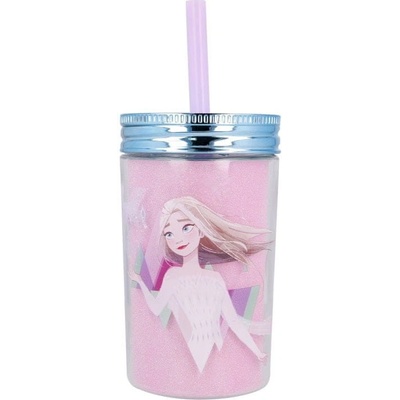 Stor plastový termo pohár se šroubovacím víčkem a brčkem Disney Frozen 60455 370ml