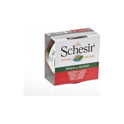 Schesir Nature - Консервирана храна за израснали кучета с пилешко филе и говеждо в желе, 150 гр