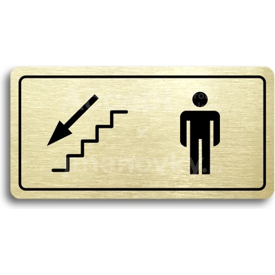 ACCEPT Piktogram WC MUŽI VLEVO DOLŮ - zlatá tabulka - černý tisk