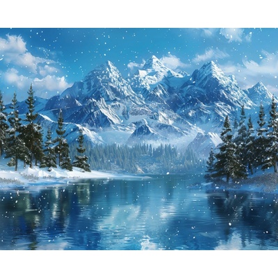 ZUTY Obrazy na stenu - RIEKA A HORY V ZIME Rámovanie: bez rámu a bez vypnutia plátna, Rozmer: 40x50 cm