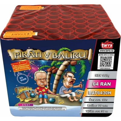 Ohňostroj Baterie výmětlic PIRÁTI V BALÍKU 64 ran 2/1 ČÍNA BAT6430H