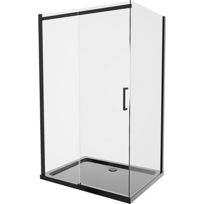 MEXEN/S Omega sprchový kout 120x90, transparent, černá + černá vanička se sifonem 825-120-090-70-00-4070B