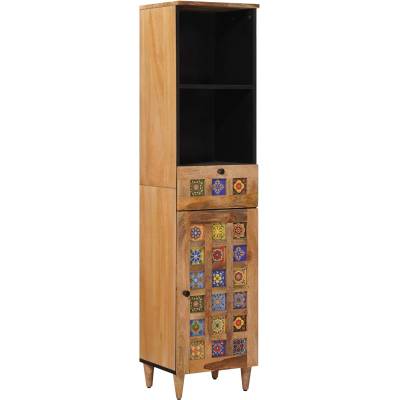 vidaXL Шкаф за баня Естествен 38 x 33 x 160 см Солидно мангово дърво (4018282)