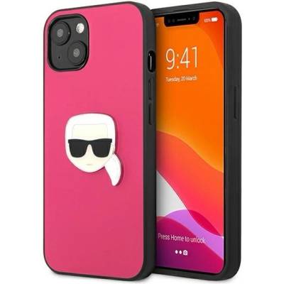 KARL LAGERFELD Калъф Karl Lagerfeld KLHCP13SPKMP Leather Ikonik Karl`s Head Metal, за iPhone 13 mini, розов (KF000799)