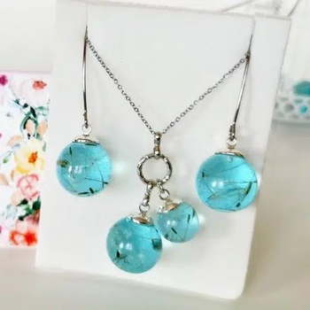 Meganflo Морско глухарче - две сфери - комплект с дълги обеци