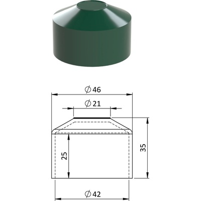 Vonkajšia krytka guľatá ø 42 mm, plastová PE, zelená