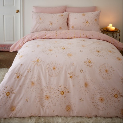 Catherine Lansfield Christmas Sparkle Reversible Duvet Cover Set - Pink