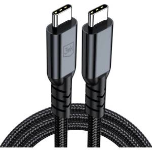 3mk Protection Здрав USB4 кабел с Thunderbolt 4 за устройства с USB-C порт - 3MK Hyper N-Series Thunderbolt 4 Cable (100 см) (черен)
