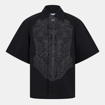 OFF WHITE Риза с къс ръкав OFF WHITE Men's Short Sleeve Relaxed Fit Shirt - Black/White