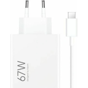 Зарядно Xiaomi MDY-12-EH USB-A 67W Travel Charger + Data Cable USB-C 6.2A Whitе (6941812714393)
