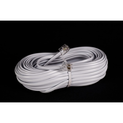 Solight Telefónny kábel RJ11 biely 20m
