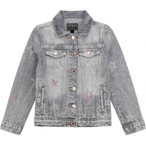 GUESS Деним сиво яке за момиче с цветни камъчета Guess