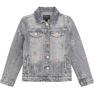 GUESS Деним сиво яке за момиче с цветни камъчета Guess