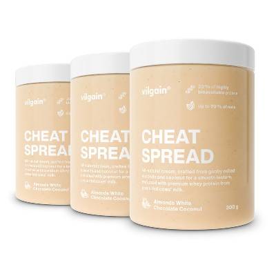 Vilgain Cheat Spread – 3× mandle s bielou čokoládou a kokosom 300 g