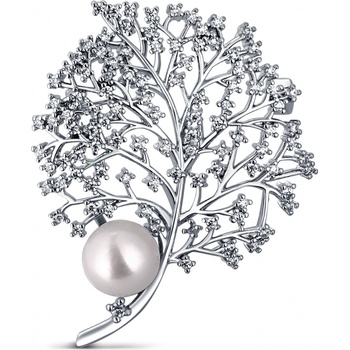 JwL Luxury Pearls elegantní perlová brož se zirkony JL0791