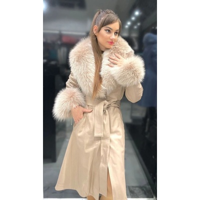 Max Original Leather dámsky kožený kabát REBECCA fur tortora Tortora